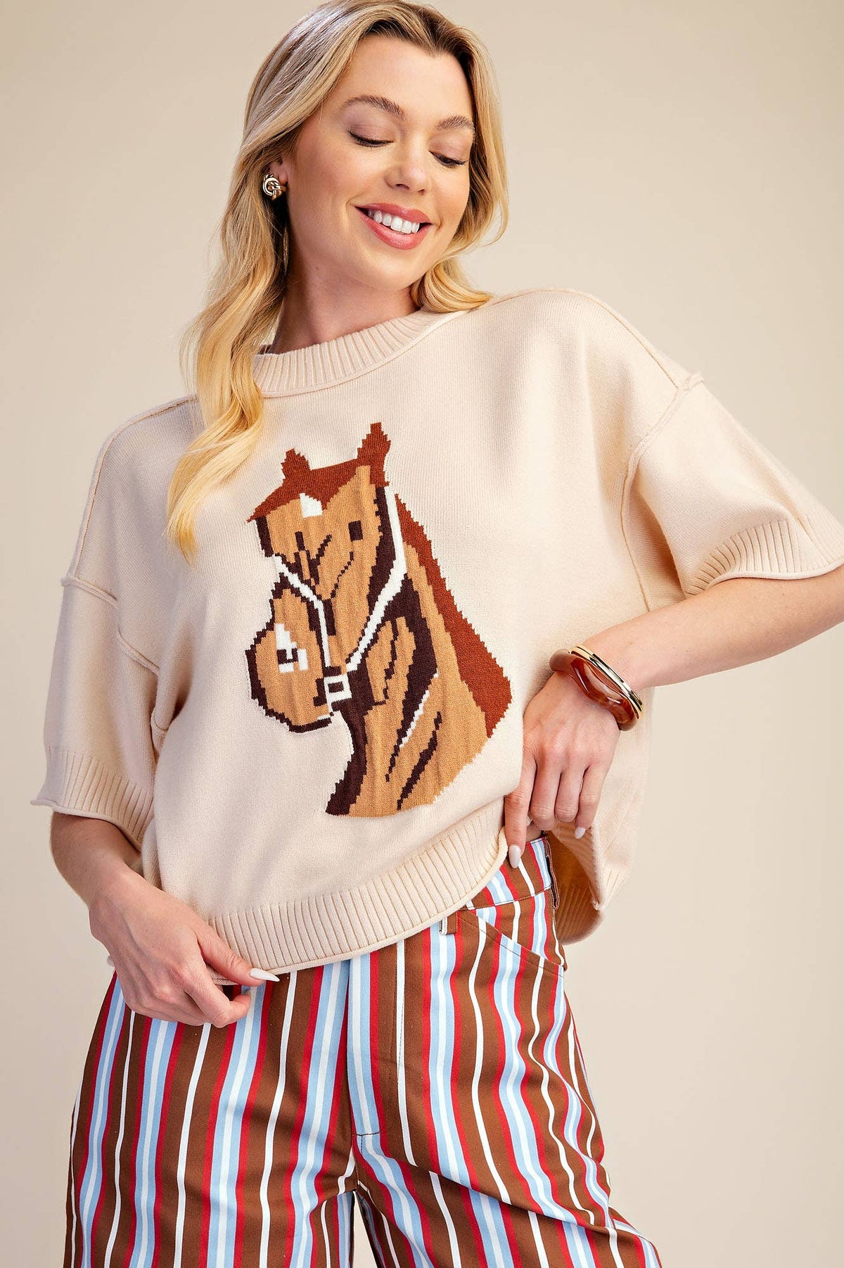 Glam - Western Horse Crew Neck Sweater