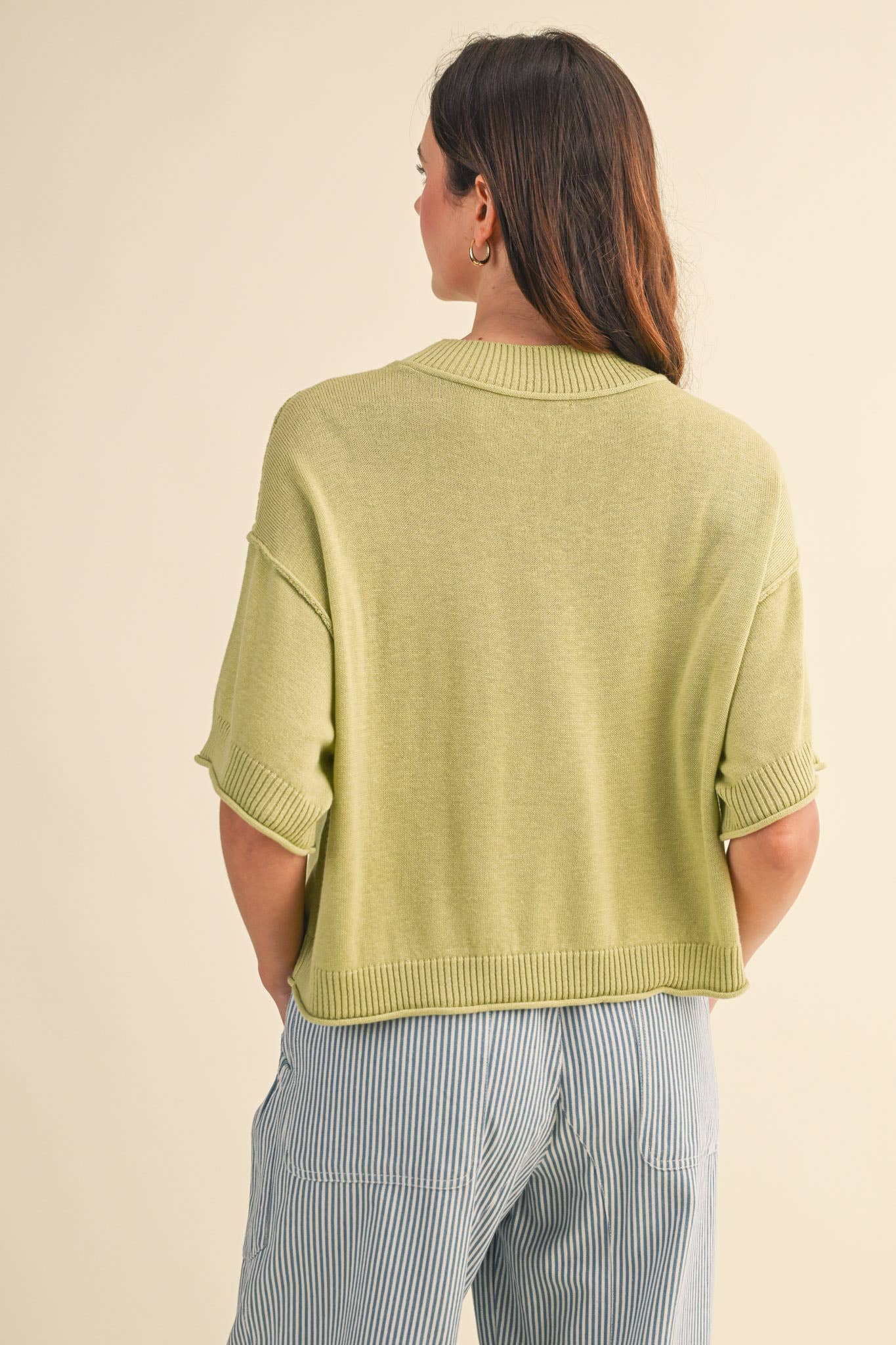 pineapple color short sleeve sweater