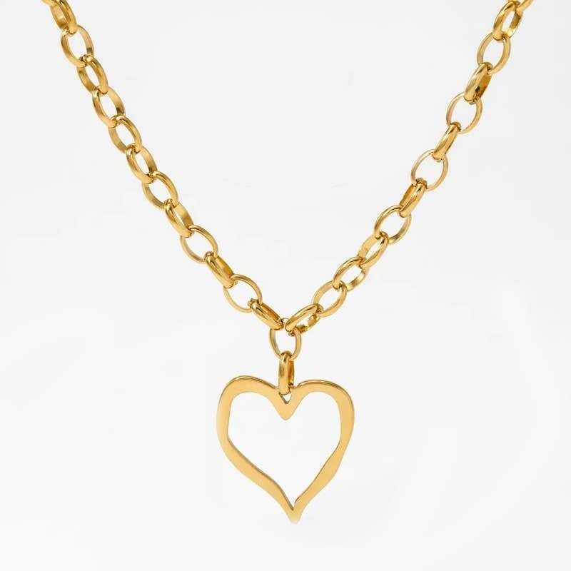 18K STAINLESS STEEL TARNISH FREE HEART NECKLACE | 40NK9564
