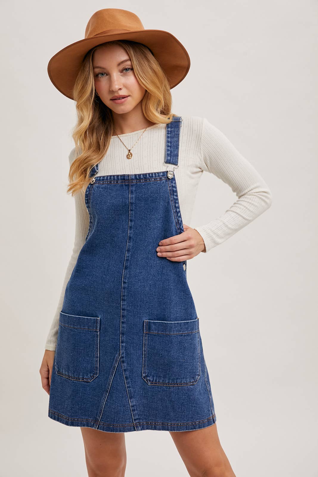 OVERALL MINI DRESS WITH POCKETS
