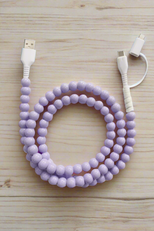 Purple Beaded Cord Phone Charger