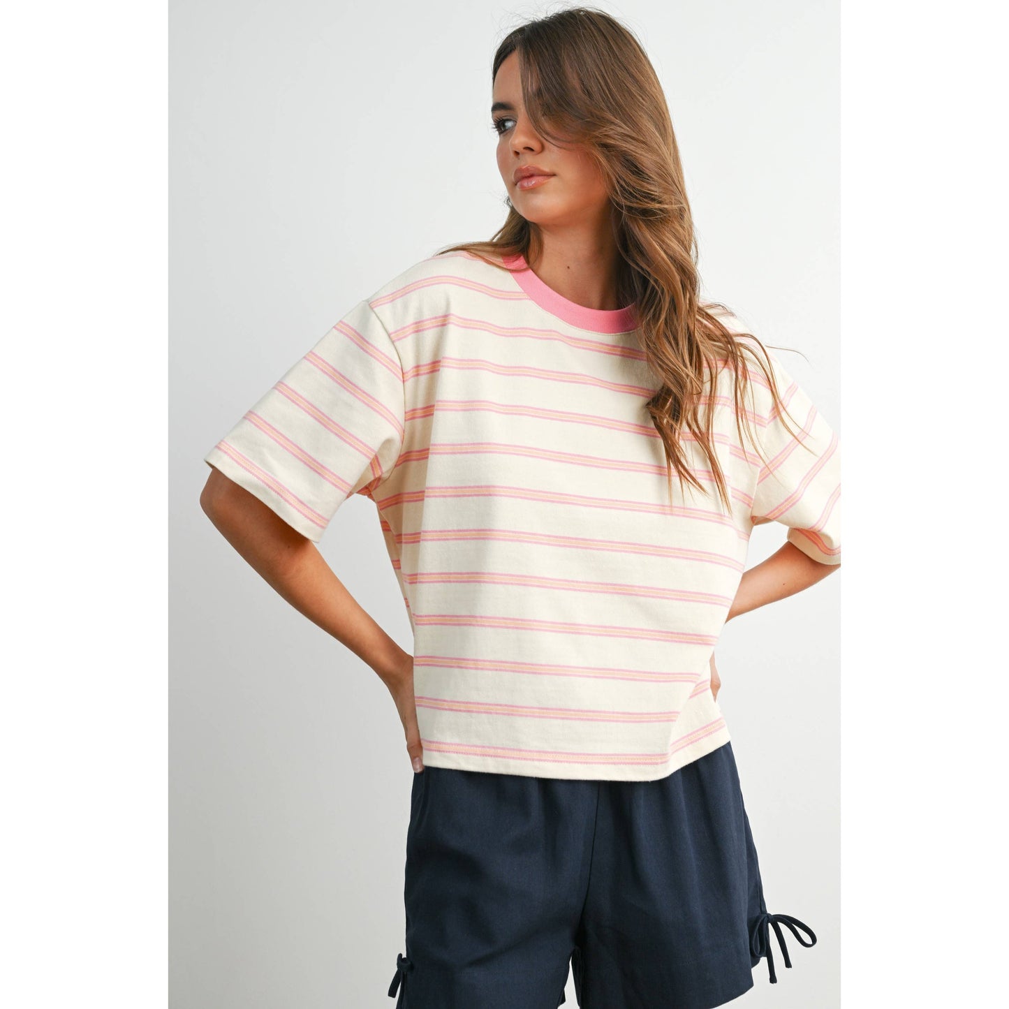 Cropped T-Shirt with stripes