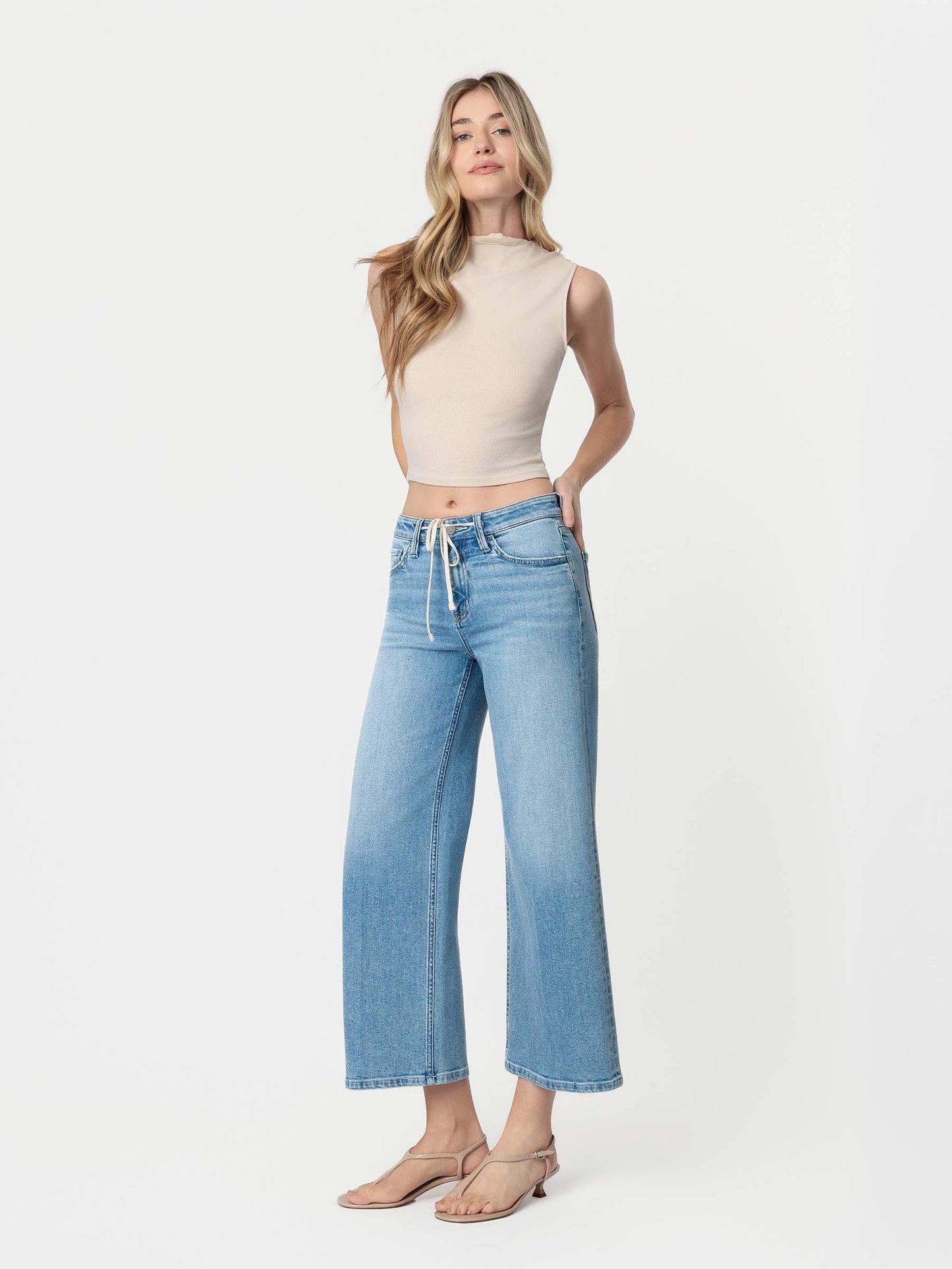 DRAWSTRING CROP WIDE LEG