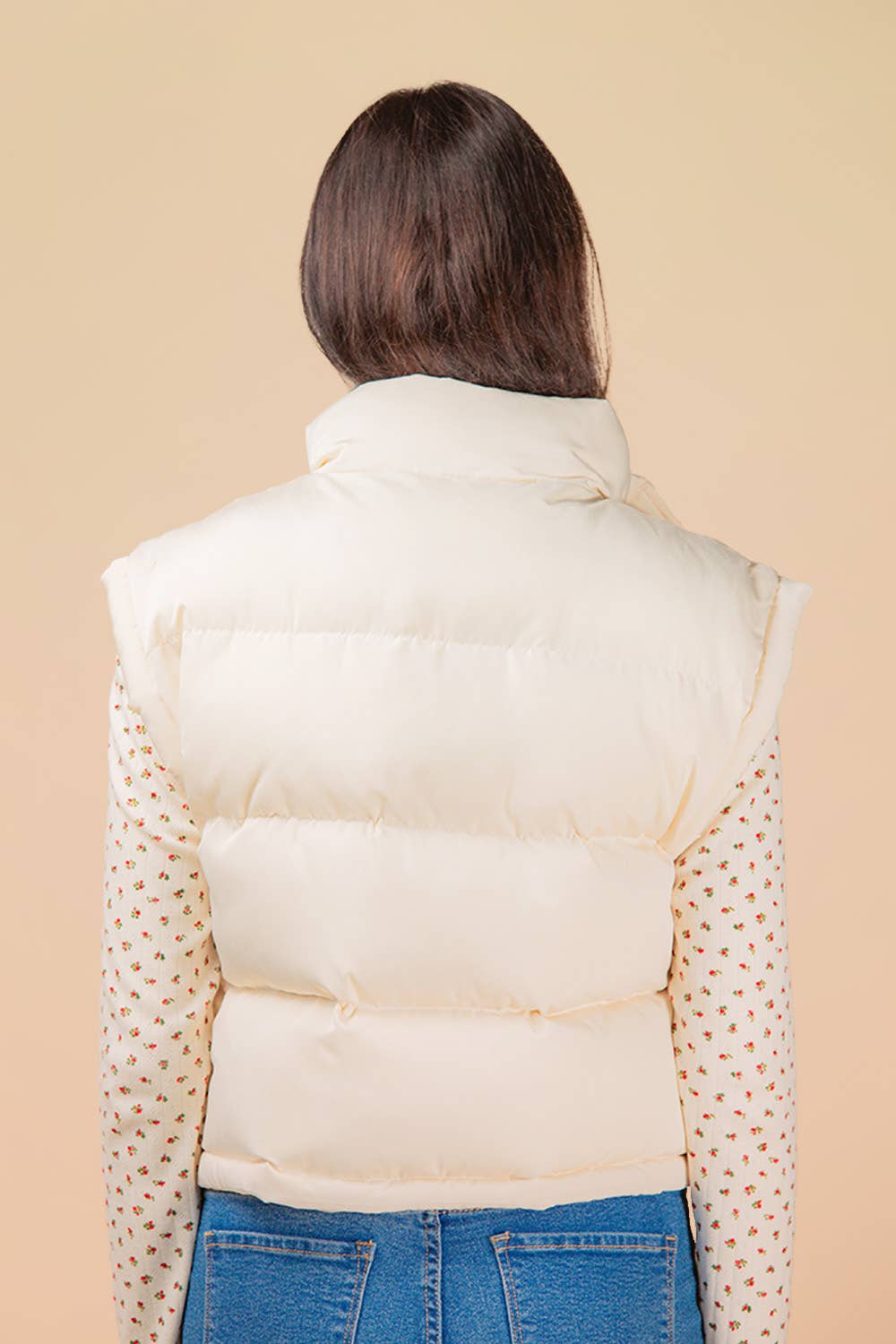 NJ90283-Mock Neck Casual Puffer Vest