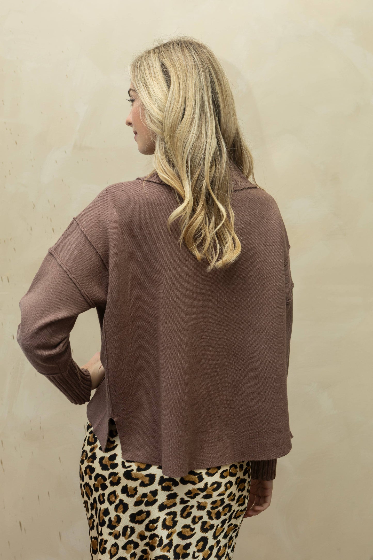 SA00121T - Soft Overlock Mock Neck Sweater