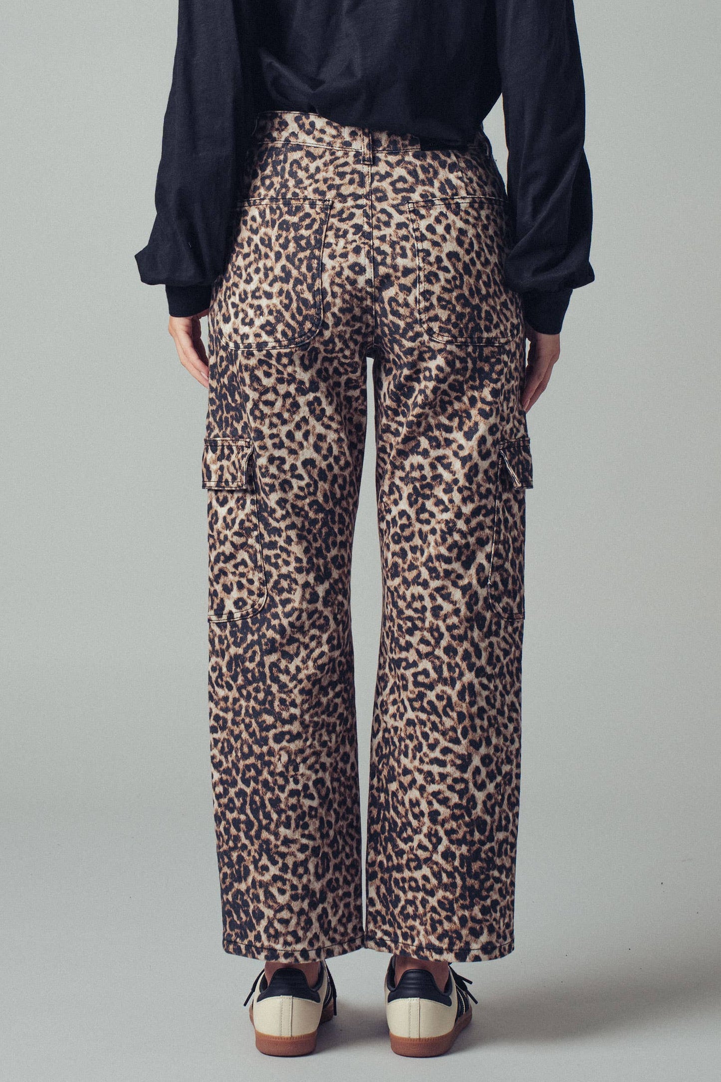 Leopard Print Cropped Cargo Pants