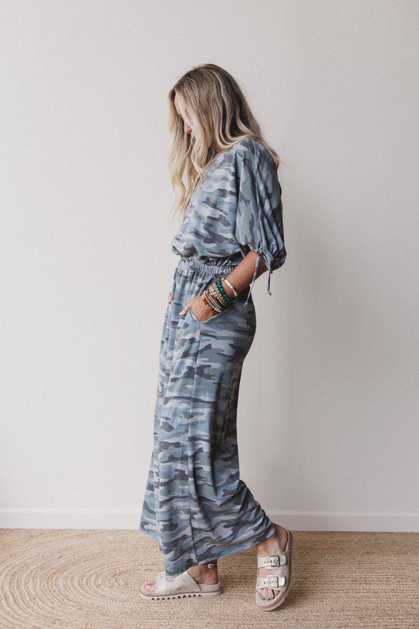 Three Bird Nest - Carolina Comfy Wide Leg Jumpsuit - Camo