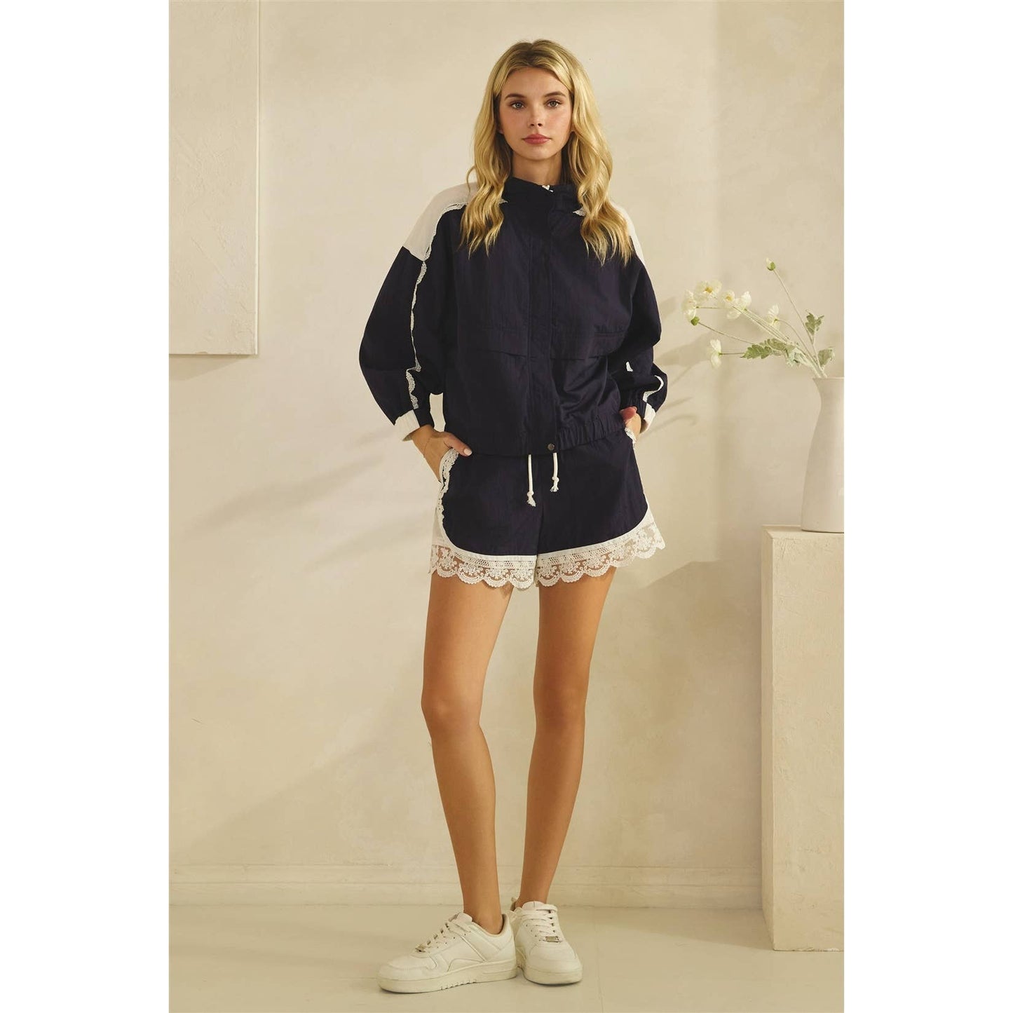 Veveret - Track Shorts with Lace Detail
