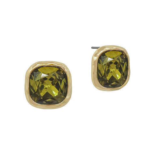 What's Hot - 16MM Olive Stone Studded Earring