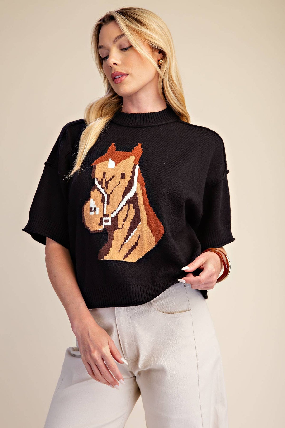 Glam - Western Horse Crew Neck Sweater