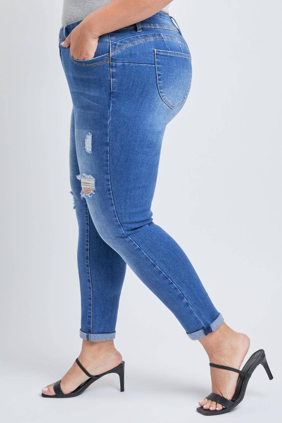 Plus WannaBettaButt Cuffed Ankle Jeans-EP953119