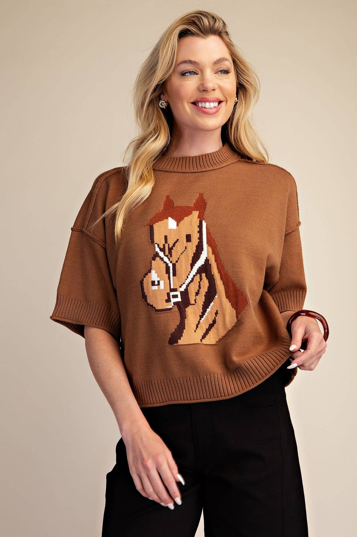 Glam - Western Horse Crew Neck Sweater