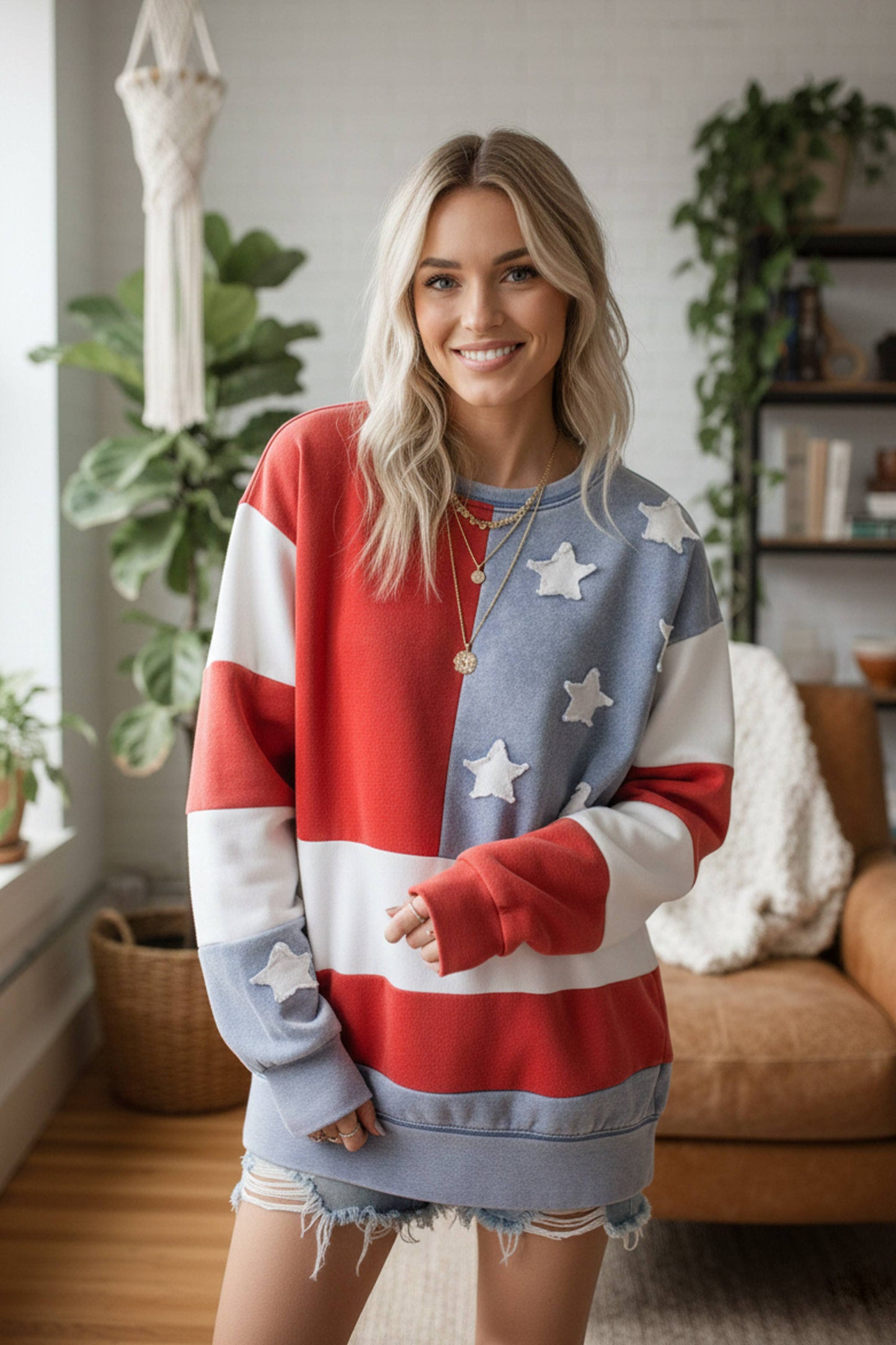 MINERAL WASHED AMERICANA FLAG SWEATSHIRT