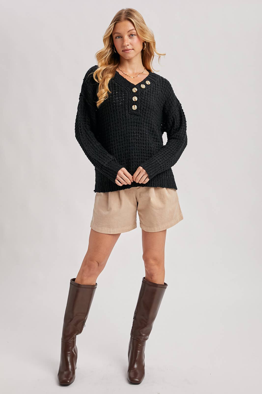 THERMAL HENELY SWEATER TOP