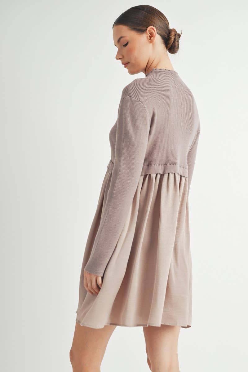 Long Sleeve Twofer Sweater Mini Dress