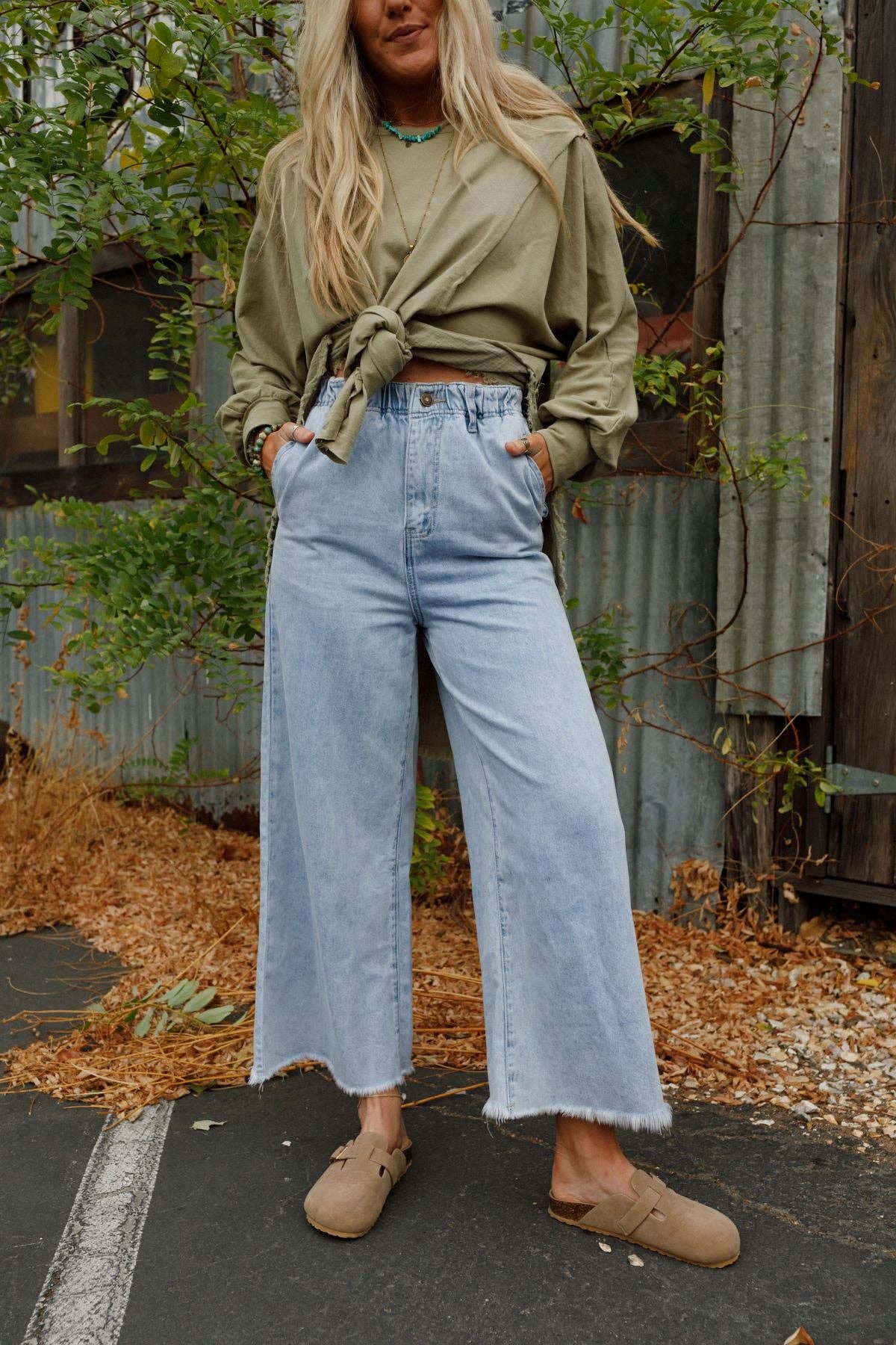 Three Bird Nest - Simply You Wide Leg Jeans - Light Wash