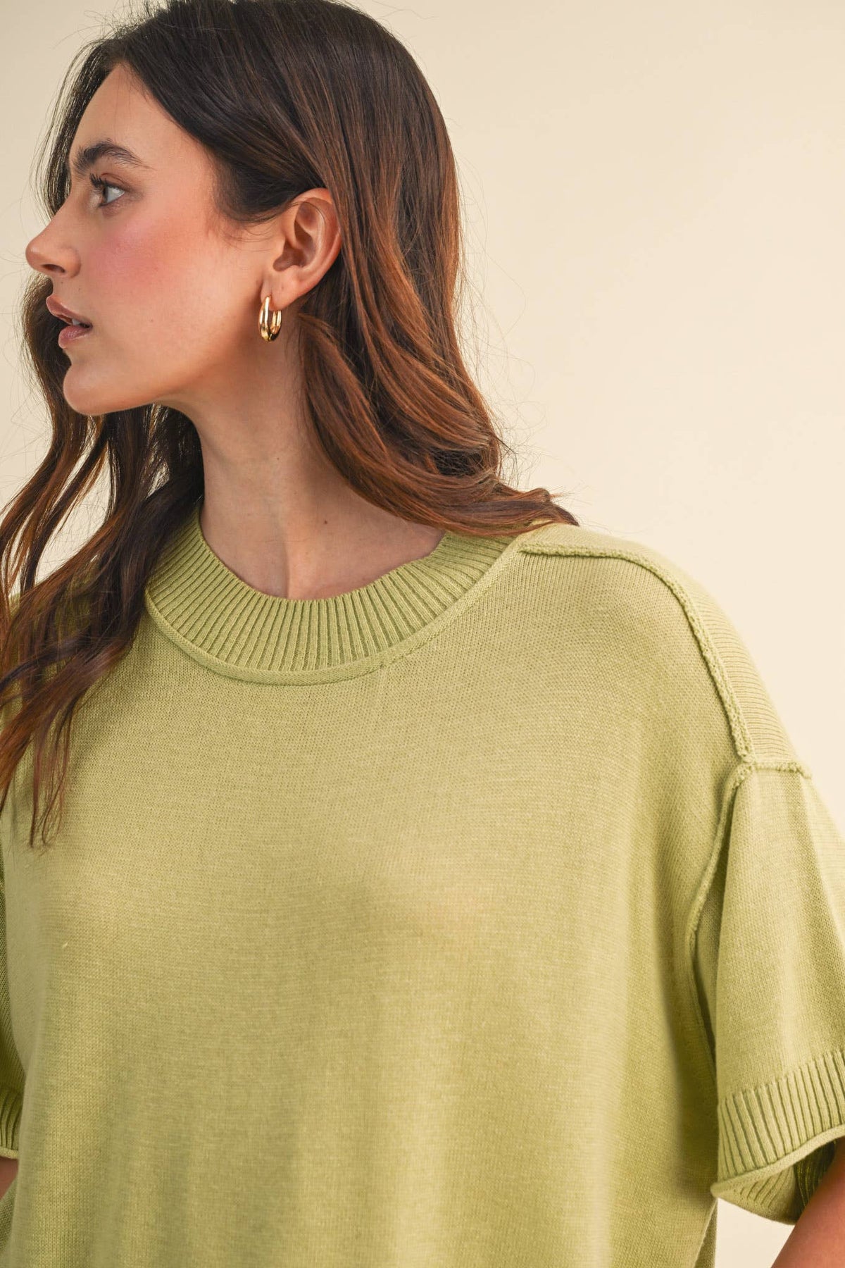 pineapple color short sleeve sweater
