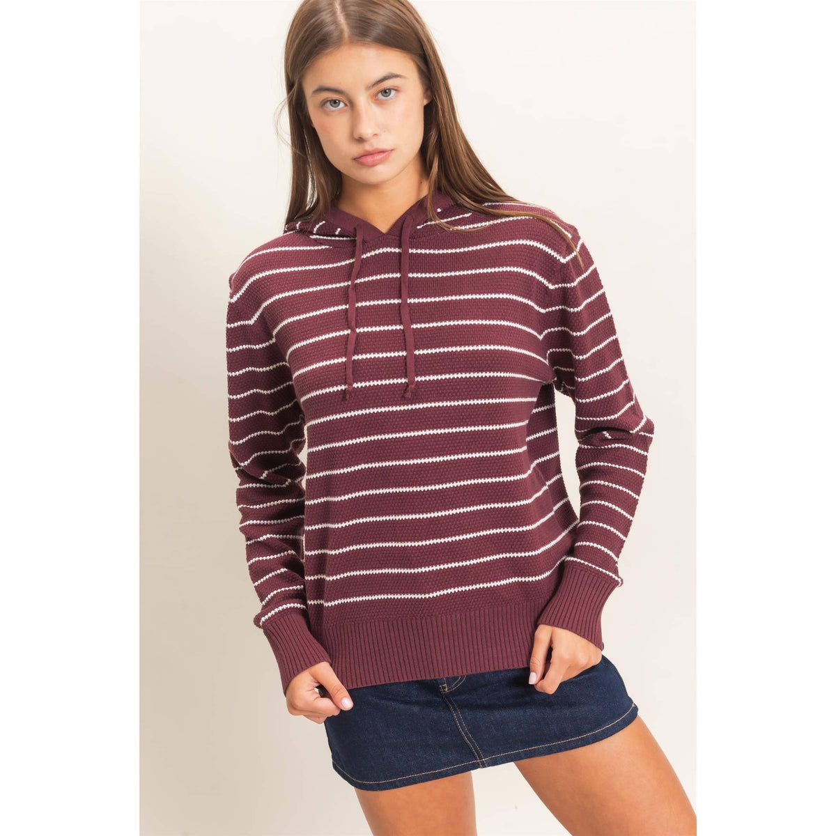 Double Zero - Striped Hooded Sweater