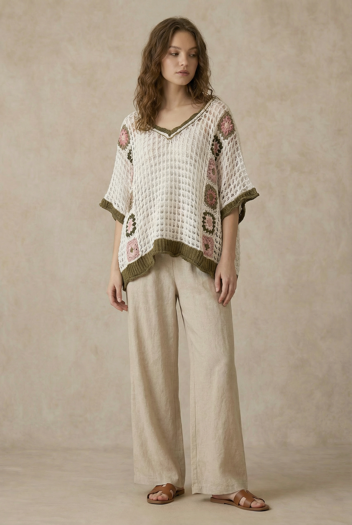 Mello. - CROCHET STYLE OVERSIZED KNIT SWEATER