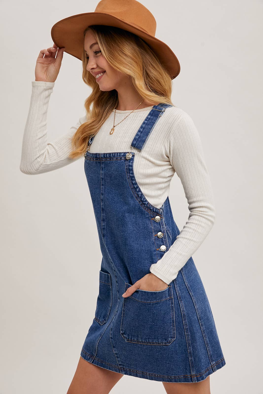 OVERALL MINI DRESS WITH POCKETS