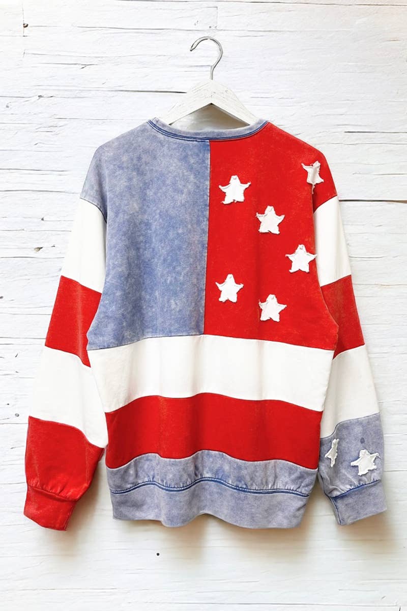 MINERAL WASHED AMERICANA FLAG SWEATSHIRT