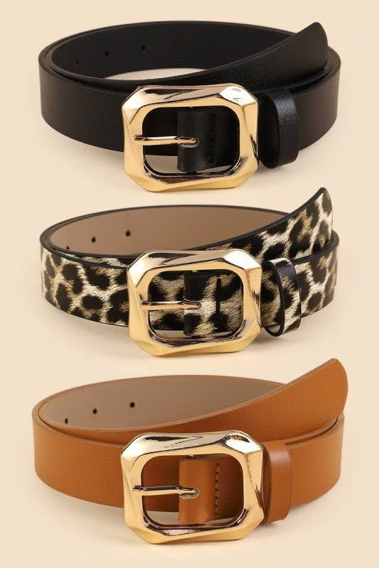 TEXTURED ANGLED RECTANGLE SHAPED BUCKLE | 40BT651
