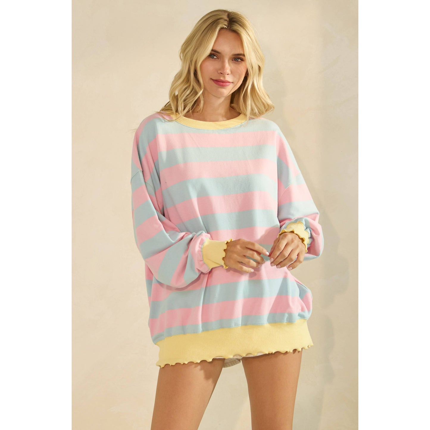 Striped Knit Long Sleeve Top