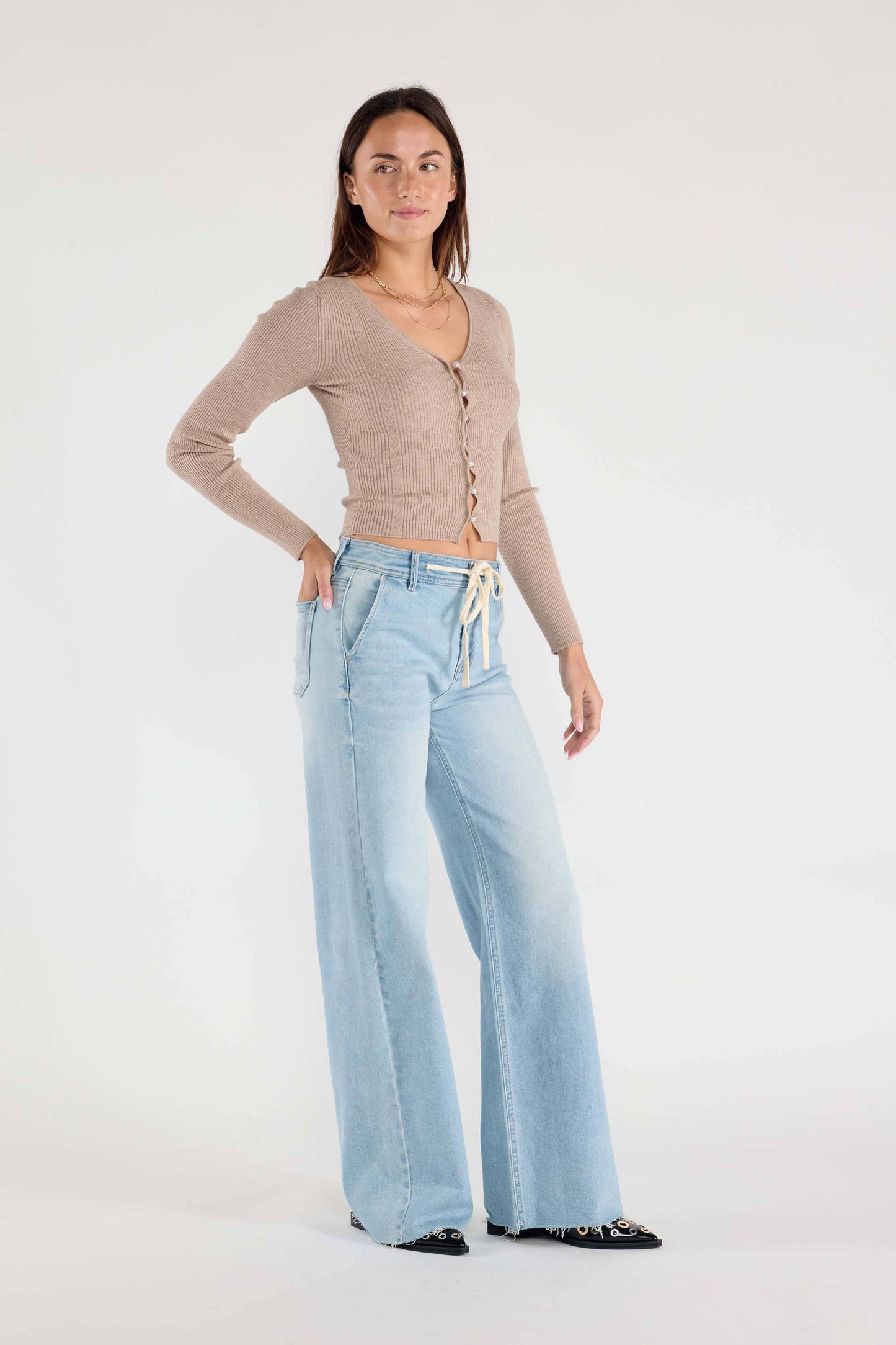 OPEN PACK Relaxed Wide Jeans Waist String XP7004