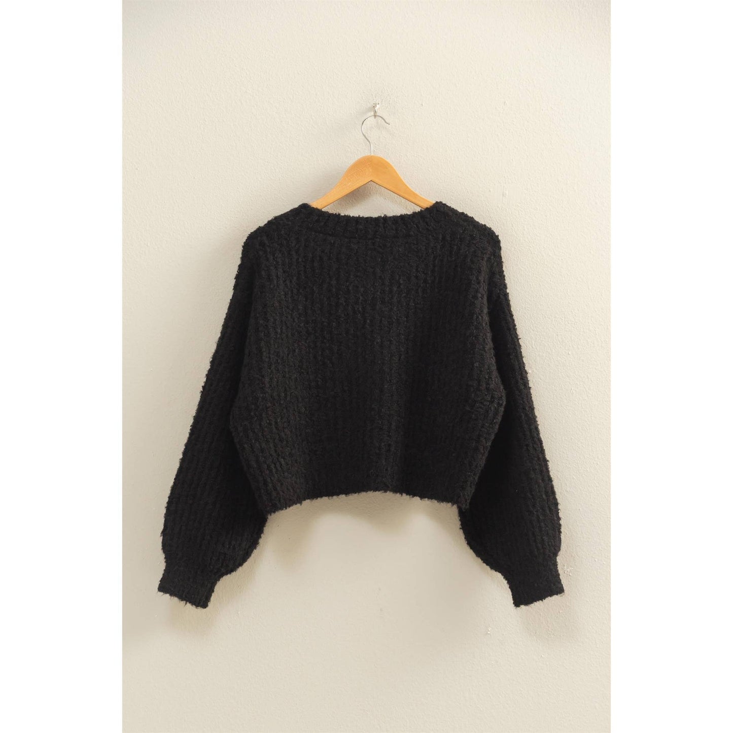 Fluffy Knit Button-Up Cardigan Sweater