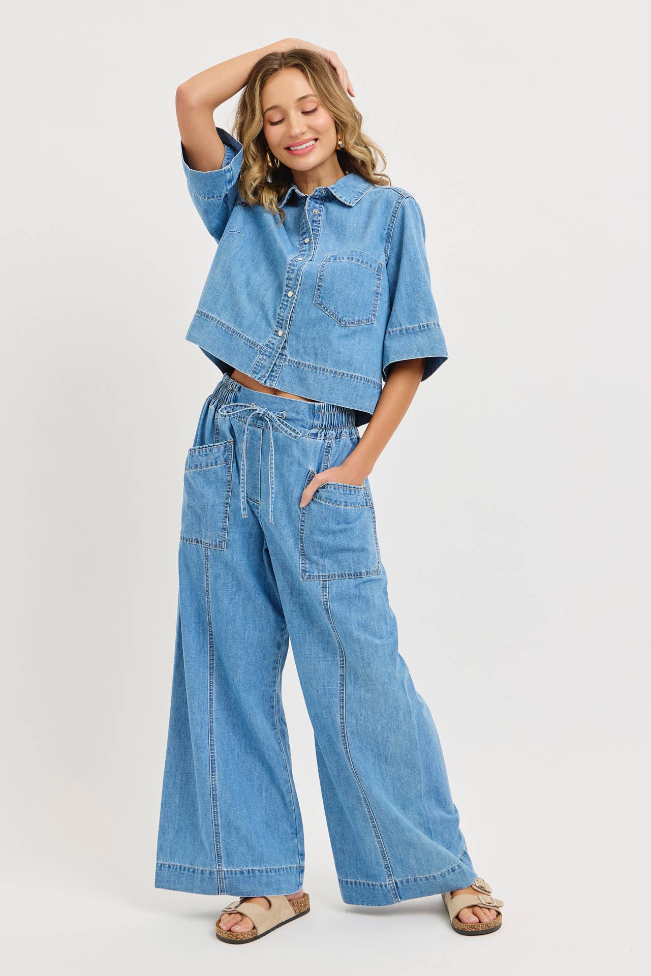 Sweet Lovely by Jen - CASUAL EVERYDAY EFFORTLESS DENIM BUTTON DOWN SHIRT