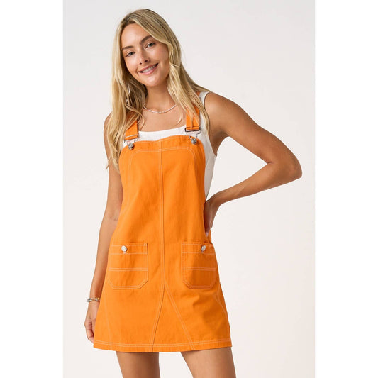 GAME DAY CONTRAST STITCH BIB OVERALL  DRESS