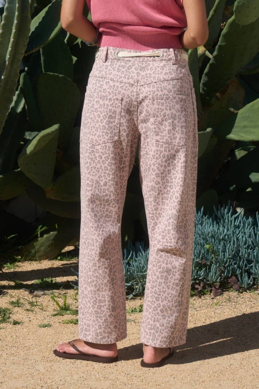 Dottie Dottié Garage - Leopard Print Drawstring Wide Leg Pants