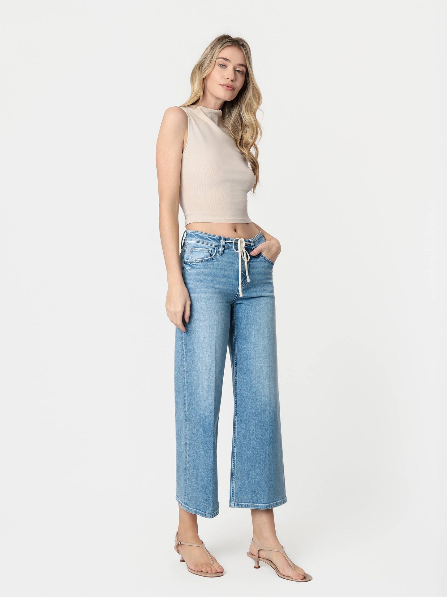 DRAWSTRING CROP WIDE LEG
