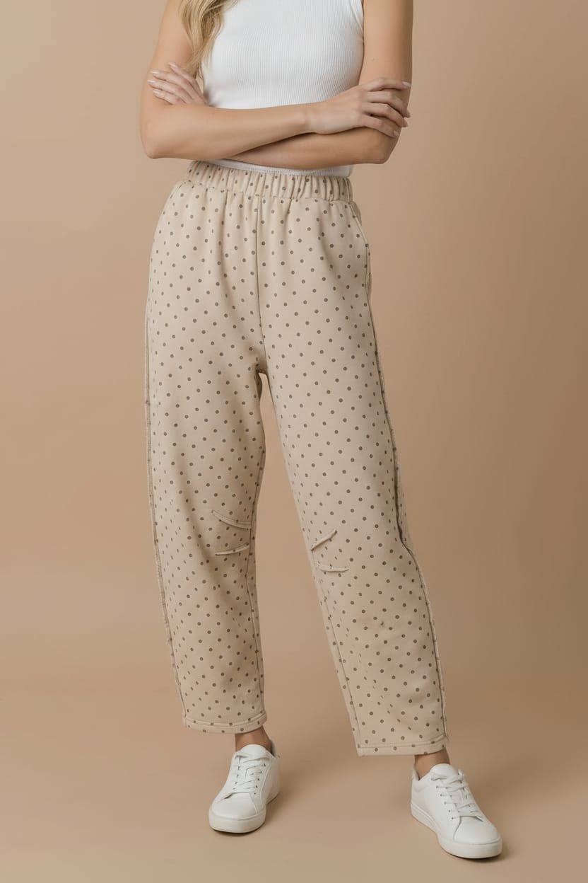Haptics - Elastic Waist Polka Dot Barrel Pants
