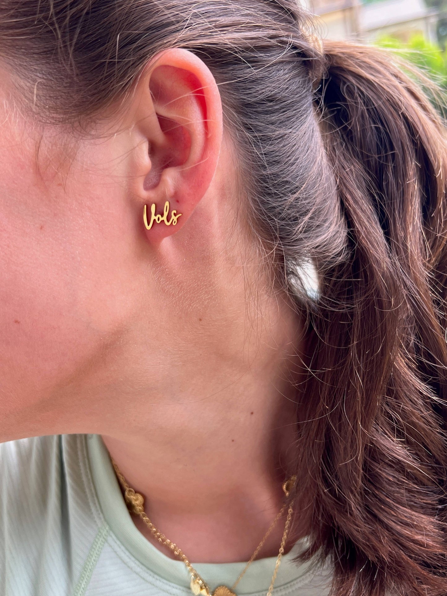 Steele Sloan Designs - Go Vols Cute Game Day Gold Stud Earrings, Tennessee Gameday
