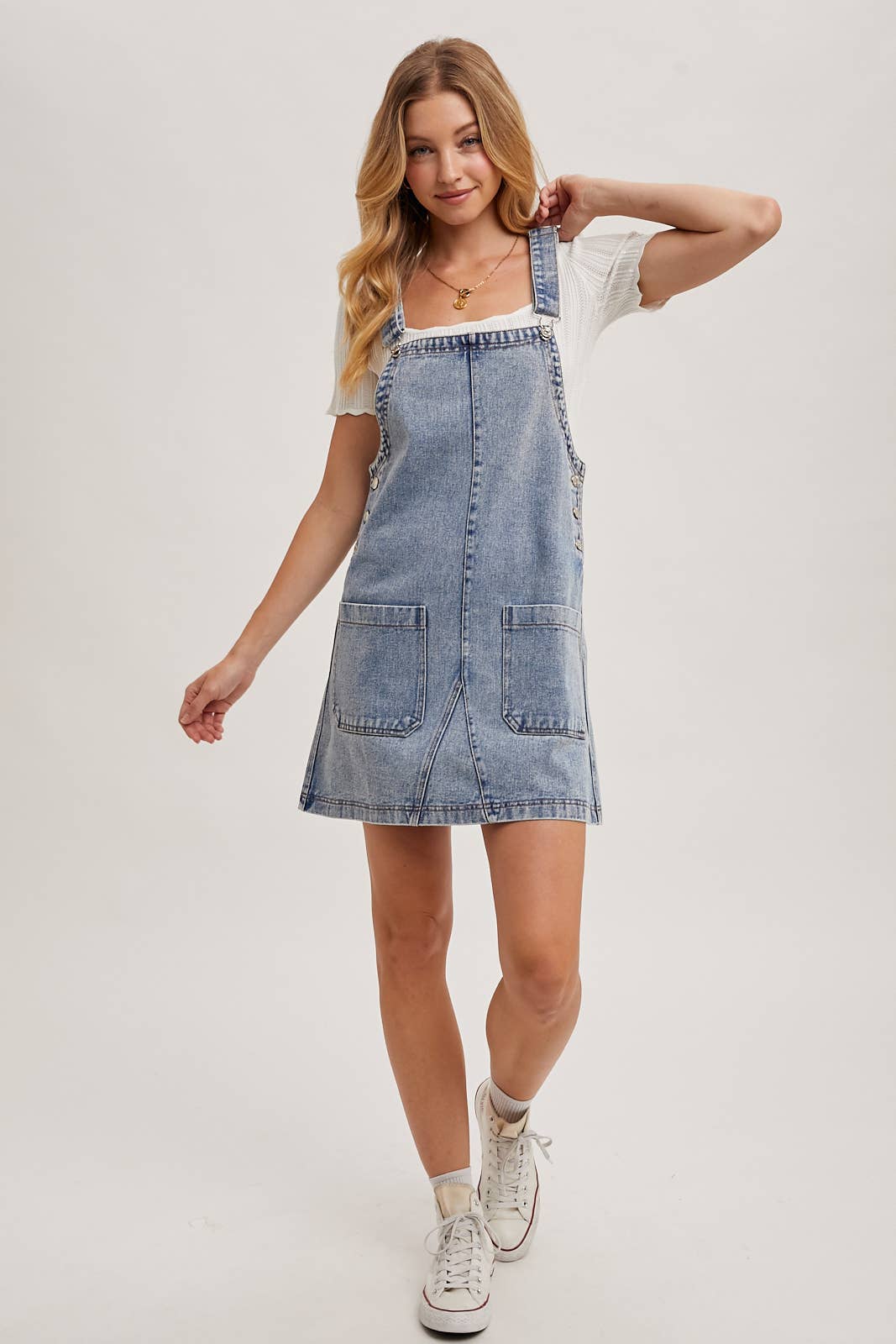 OVERALL MINI DRESS WITH POCKETS