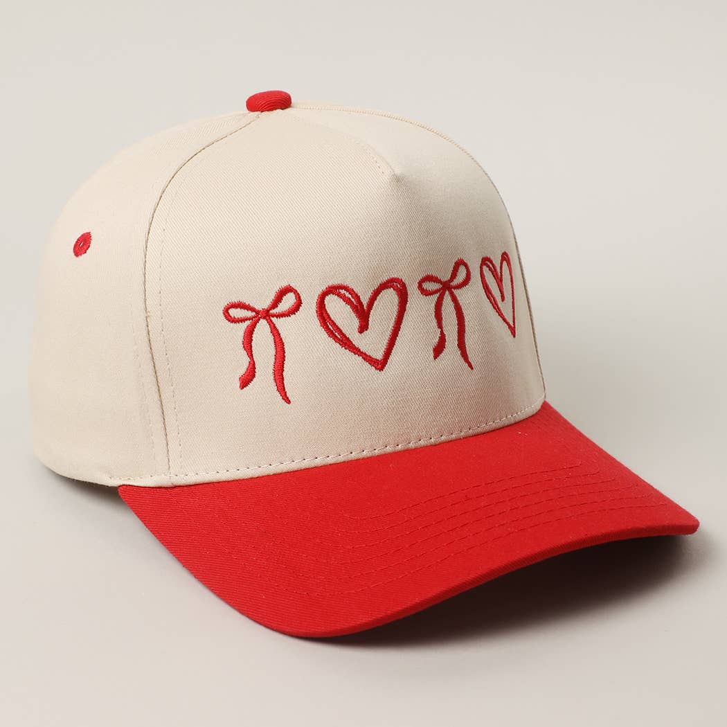 Sweet Hearts and Bows Embroidery Two-Tone Trucker Hat