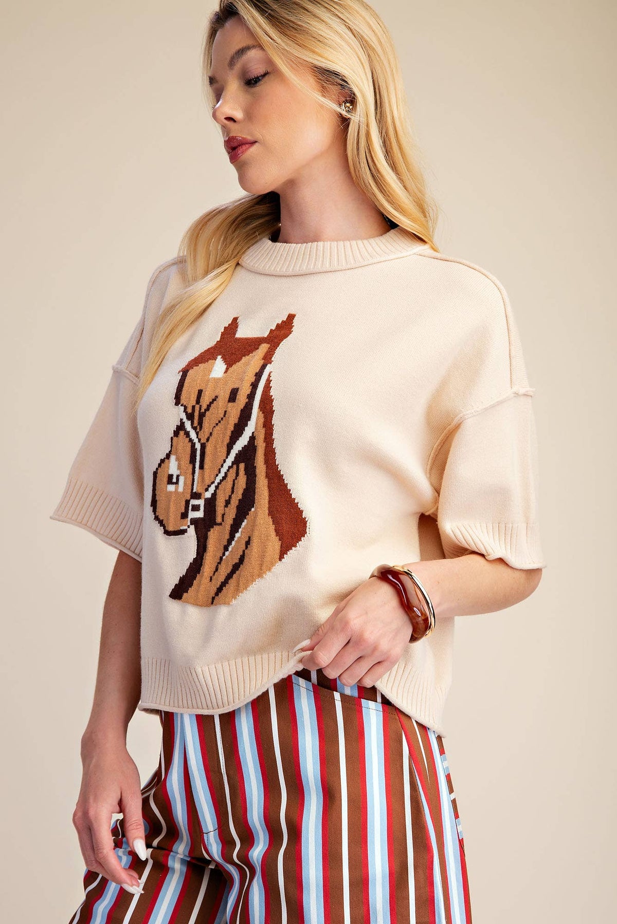 Glam - Western Horse Crew Neck Sweater