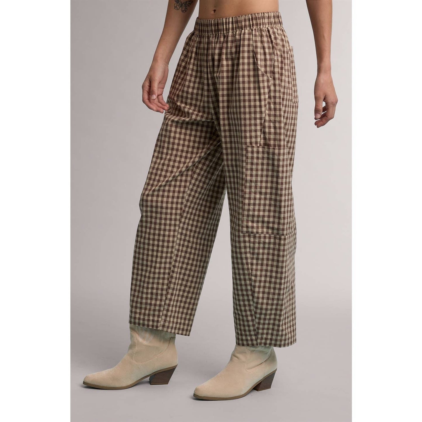 PLAID PATCH POCKET PANTS