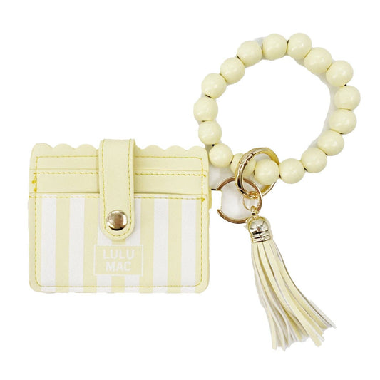 Girlie Girl Originals - LM-7311 Beaded Wristlet ID Wallet Yellow Stripe Darby