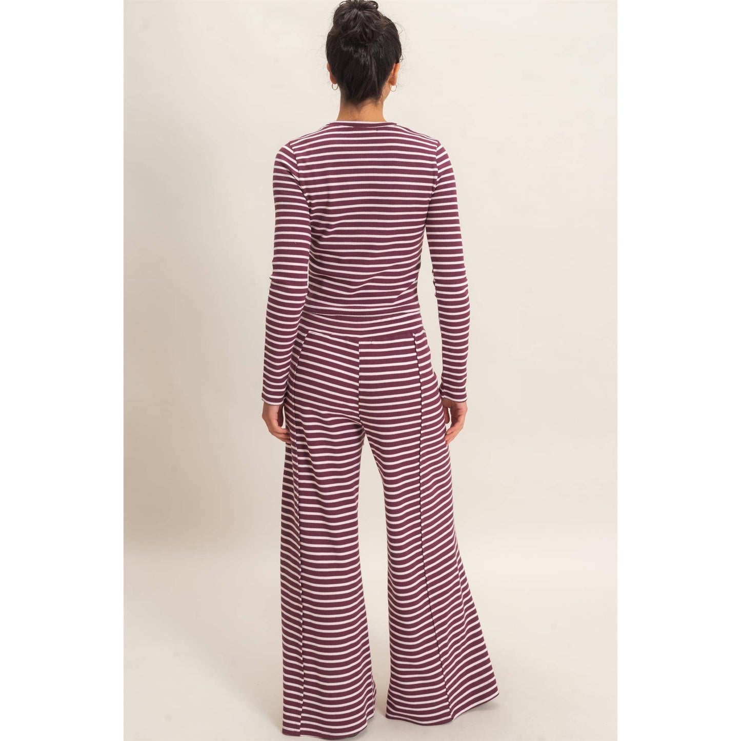 Striped Waffle Long Sleeve Set