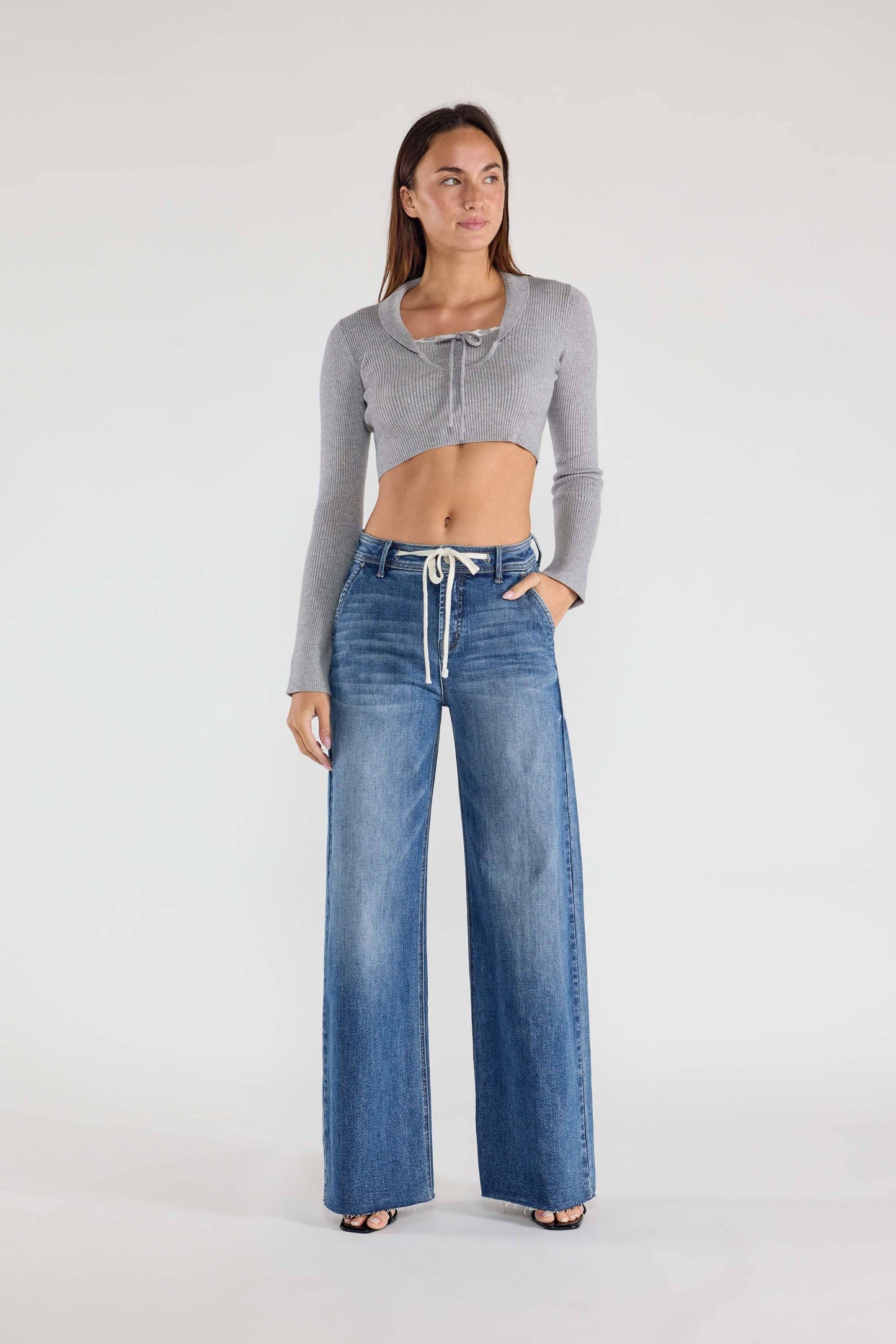 OPEN PACK Relaxed Wide Jeans Waist String XP7004