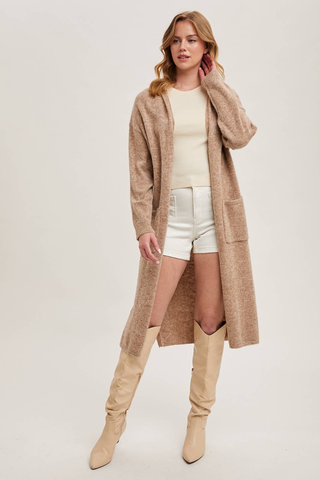 LONGLINE HOODIE OPEN FRONT CARDIGAN