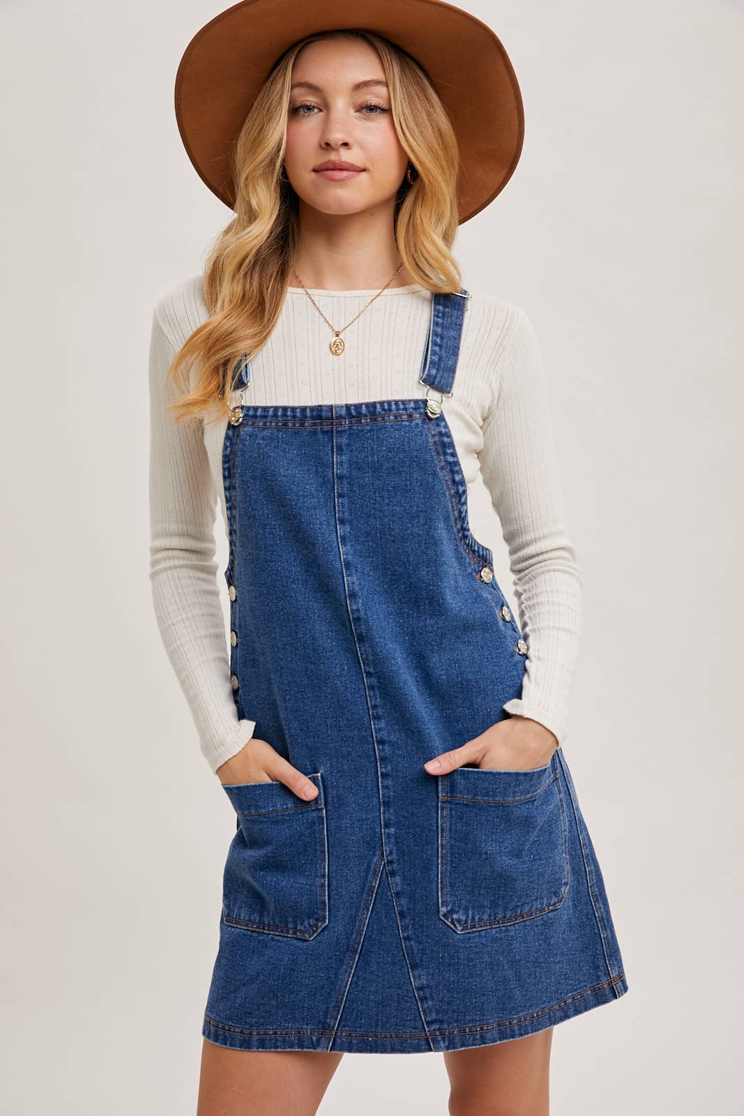 OVERALL MINI DRESS WITH POCKETS