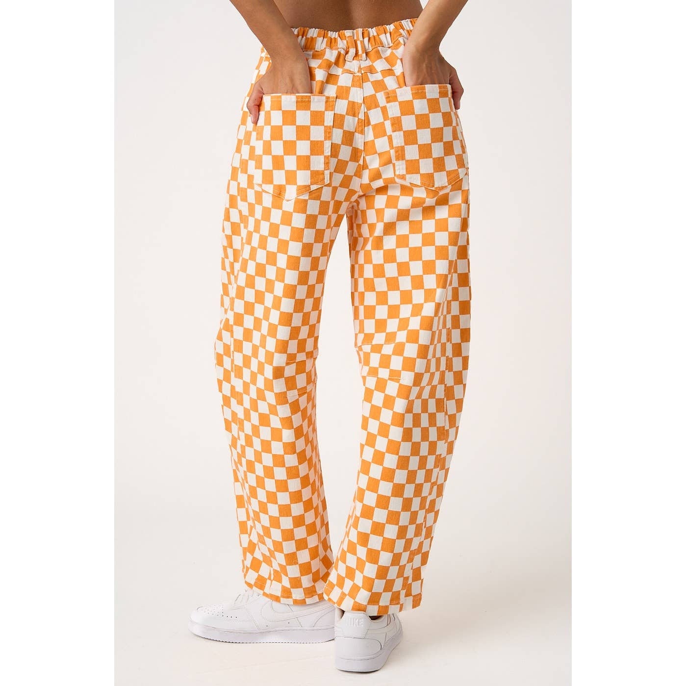 mittoshop - GAME DAY CHECKERED ELASTIC WAIST BARREL PANTS