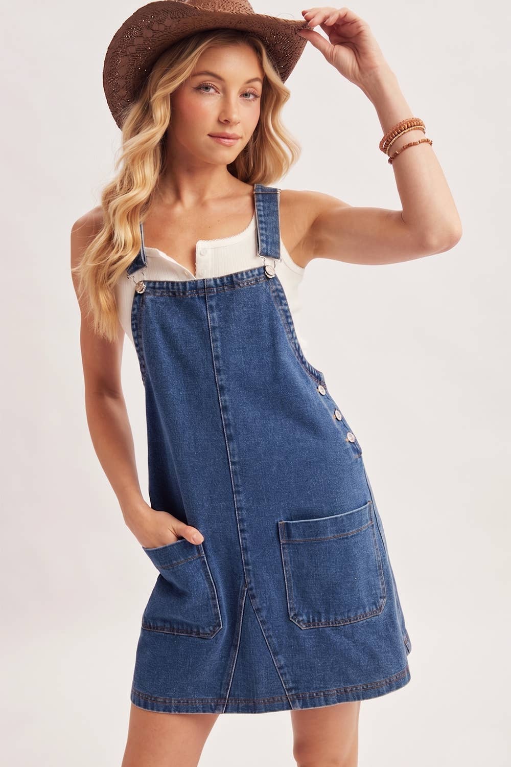 OVERALL MINI DRESS WITH POCKETS
