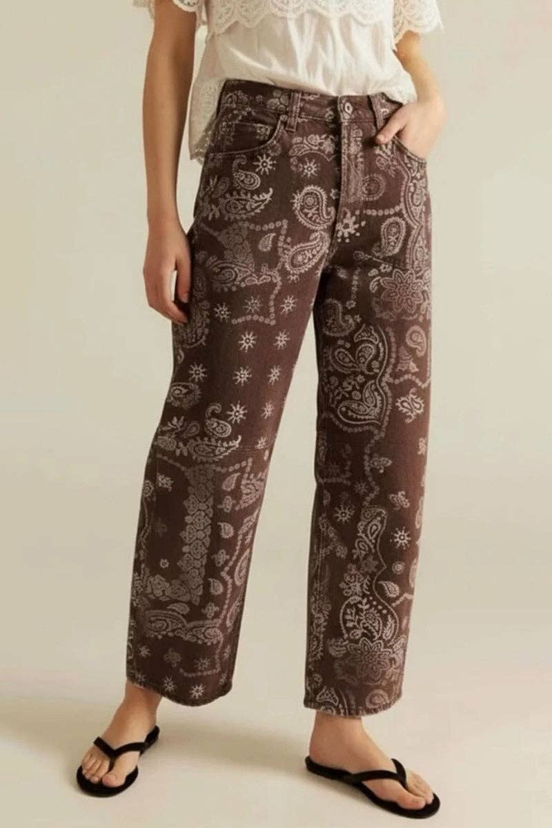 Soli Echo - Paisley Print Barrel Pants