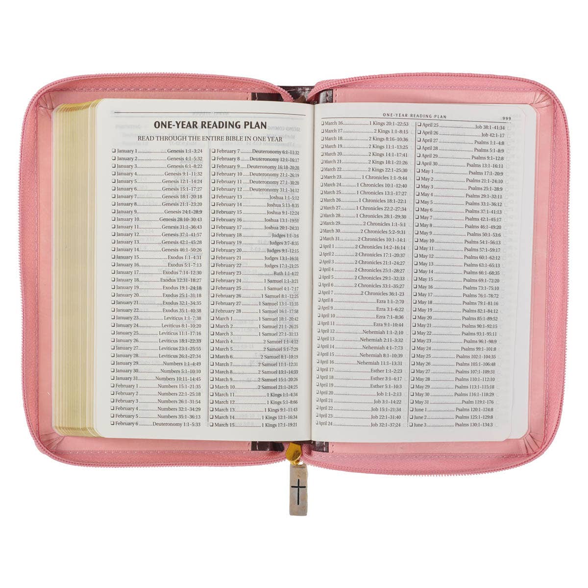 KJV Bible Compact Faux Leather, Pink/Burgundy w/zipper