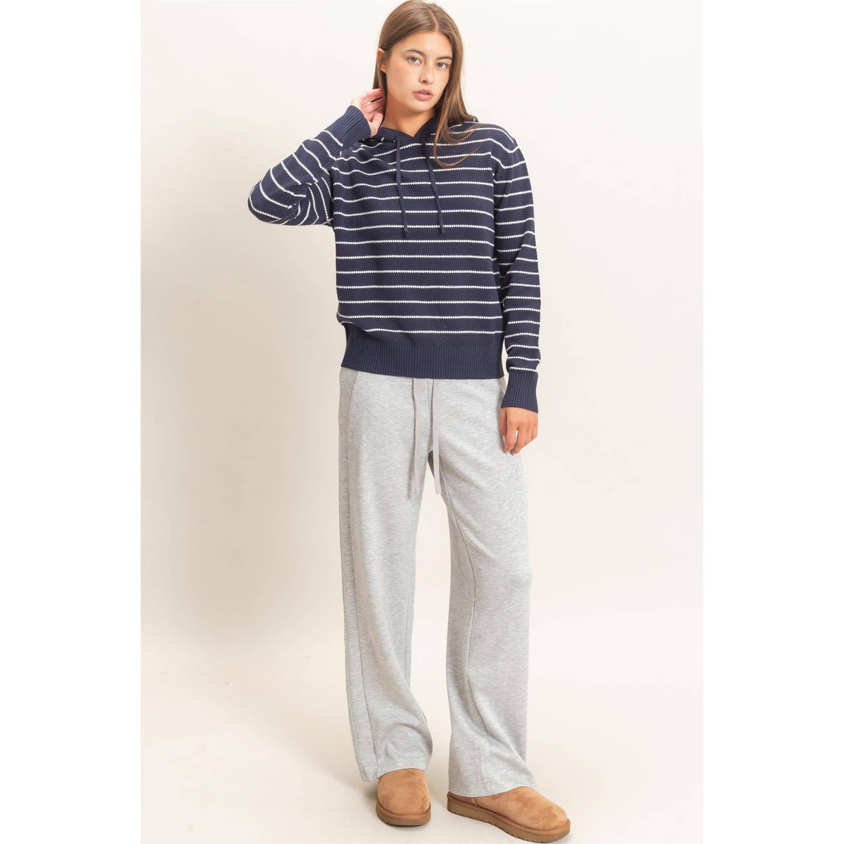Double Zero - Striped Hooded Sweater
