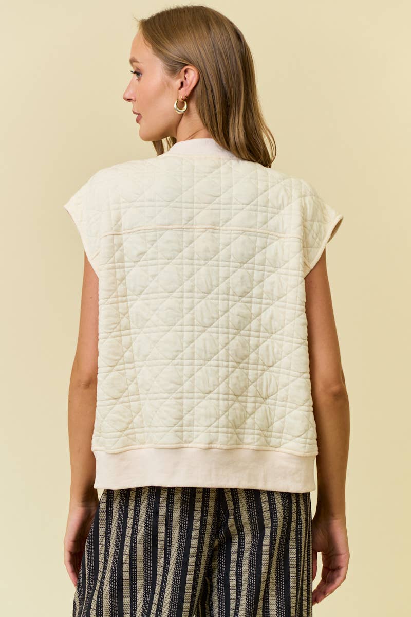 QUILTED JERSEY ZIP UP VEST - 10758J
